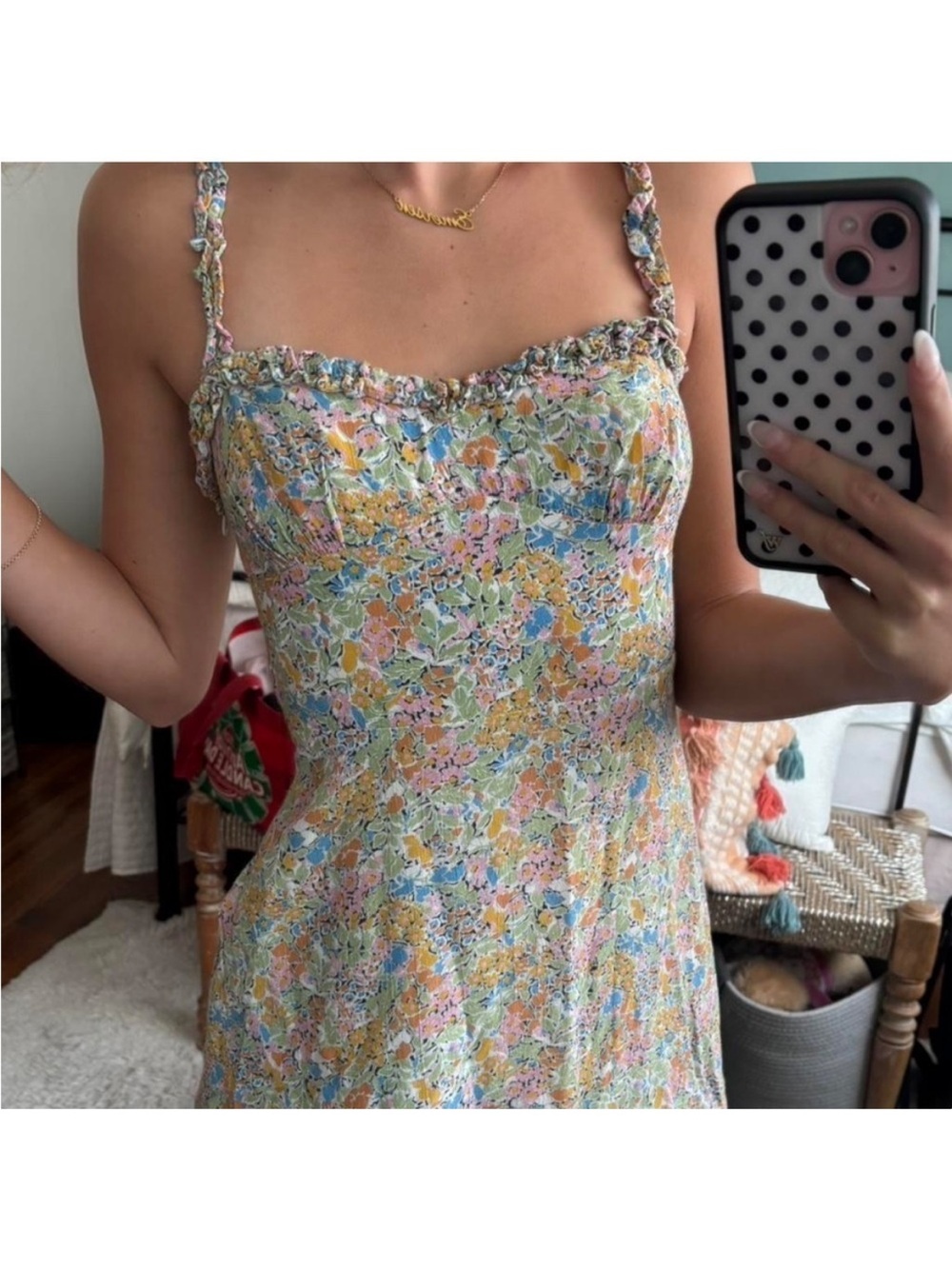 Zara Floral Mini Dress Sweetheart Neck Ruffle Strap Smocked Sundress Multi XXL